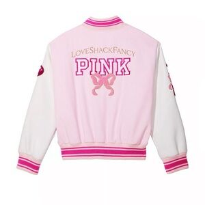 LoveShackFancy Kids Pink and White Jacket